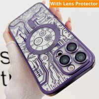 Creative Circuit Diagram Case For iPhone 14 13 12 11 Pro Max Plus Clear Plating Soft Case For Magsafe Wireless Charging Cover