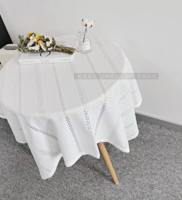 （HOT) แนววินเทจ ins ผ้าปูโต๊ะกลวงลูกไม้สีขาวหนาพิเศษผ้าปูโต๊ะกาแฟผ้าคลุมทรงสี่เหลี่ยมแบบพระศิลปะกันฝุ่น
