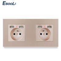 Esooli ที่ชาร์จแบแผงผนัง4ชิ้น,พลาสติกเต้ารับตัวแปลงไฟฟ้าพร้อมเต้ารับ USB ผนังมาตรฐานฝรั่งเศสขนาด172*86มม.