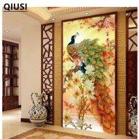 （Jinxiu cross-stitch） [Super Deals] 120X65Cm เย็บปักถักร้อย DIY Cross KitGold Fortune Peace Bird พิมพ์ลายนกยูง CrossStitch Decor