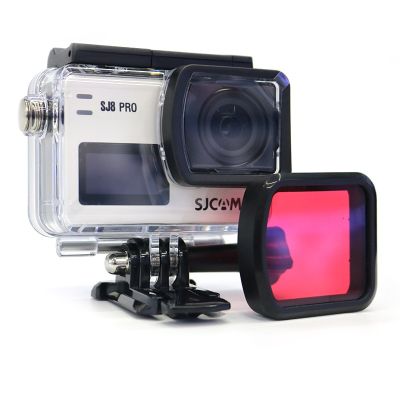 SJCAM ซองกันน้ำ SJ8/ฝาปิดเลนส์แบบเปลือกตัวกรอง/กล่องดำน้ำ/ภาพกรอบสีแดงสำหรับ Sj8โปร/พลัสอุปกรณ์เสริมสำหรับกล้องแอคชั่นแคมเมรา