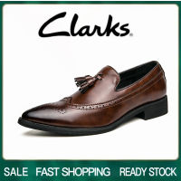 Clarks_รองเท้าผู้ชาย รุ่น สีดำ รองเท้าหนังแท้ รองเท้าทางการ รองเท้าแบบสวม รองเท้าแต่งงาน รองเท้าหนังผู้ชาย