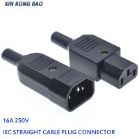 16A 250V IEC Straight Cable Plug Connector C13 C14 Female Male Plug Rewirable Power Connector 3 Pin AC Socket Industrial Plug BK