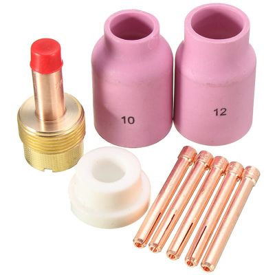 9Pcs TIG Welding Torch Large Long Gas Lens &amp; Alumina Cup for WP17 WP18 WP26 TIG Collet Bodies Spares Kit Accessories