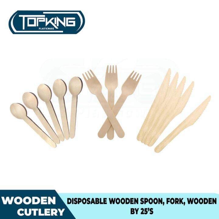 TOPKING DISPOSABLE WOODEN SPOON, FORK, AND KNIFE 2550PCS/PACK Lazada PH