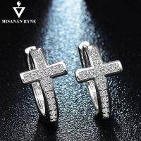 MISANANRYNE Special Geometrical Silver Color Cross Earrings Brinco High-Grade CZ Zircon Hoop Earring For Women Boucle d 39;oreille