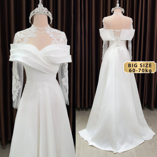 Váy cưới tay dài đính kết hoa vai phồng lấp lánh xòe lớn (PDPL-BL26) –  M.O.T Bridal – For Love, For Life