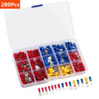 280ชิ้นเซ็ต Cable Lugs Assortment Kit ลวดแบนหญิงและชายฉนวนสายไฟขั้วต่อ Crimp Terminals ชุด Kit