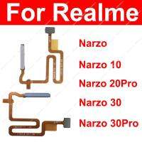 สายไฟเบอร์ลายนิ้วมือสําหรับ Realme Narzo 10 20 30 Pro 4G 5G ปุ่มเปิดปิดบ้านปลดล็อกชิ้นส่วนนิ้วสัมผัส