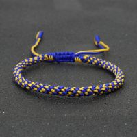 Ukraine Flag Spell Color Handmade Braided Corn Knot Bracelet Simple Adjustable String Bracelets for Women Men Lucky Cuff Jewelry Charms and Charm Brac