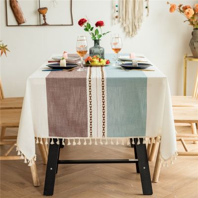 【CW】 Tablecloth With Tassel Oilproof Thick Rectangular Wedding Dining Table Cover