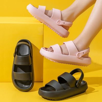 【CC】┅❡◊  Color Platform Slippers EVA Non-slip Slides Beach Shoes Soft Sole Sandals Shoe
