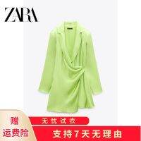 Zara322341650ชุดเดรสสไตล์เกาหลีเอวผ้าซาตินผ้าไหมสีขาวใหม่ฤดูใบไม้ผลิและฤดูร้อนพร้อม02341650520แผ่นรองไหล่