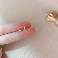 Mini Crescent Moon Stud Earrings 2022 Small Geometric Invisible Piercing Earrings For Women Simple Gold Silver Color Ear Jewelry