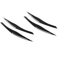 4X Carbon Fiber Headlight Eyelid Eyebrow Cover Stickers Trim For BMW E90 E91 328I 335I M3 2006-2011