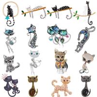 Women Children Couple Cats On The Branch Brooches Enamel Vivid Jewelry Sweater Dress Scarf Bag Pins Daily Accessories