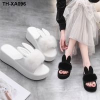 Wedge slippers female summer new antiskid large base outside high-heeled platform shoes word cool ins