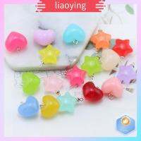 LIAOYING 10Pcs สีลูกอมสี อุปกรณ์เครื่องประดับอัญมณี ดีไอวาย สีสันสดใส เครื่องรางหัวใจ สากลสากลสากล พวงกุญแจแบบห้อย การทำเครื่องประดับ สร้อยคอสำหรับผู้หญิง