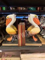 เซตคู่สุดคุ้ม!! Hornbill Bookend ที่กั้นหนังสือ ฉากกั้นหนังสือทำจากไม้ ของที่ระลึก ของขวัญ ดีไซน์แปลกใหม่ สไตล์วินเทจ แบบนกเงือกน่ารักๆ 2 ชิ้น