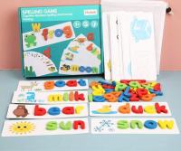 การ์ดสะกดคำศัพท์ Spelling game เกมส์ฝึกพัฒนาการเด็กและช่วยในการจดจำคำศัพท์ภาษาอังกฤษ เกมสะกดคำภาษาอังกฤษแสนสนุก ตัวอักษรไม้ A-Z พร้อมการ์ด