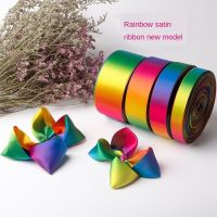 (22meters/lot) 10/15/25/40/50mm Satin rainbow gradient ribbon grosgrain Webbings DIY ribbons Christmas Decor bows For Crafts Gift Wrapping  Bags