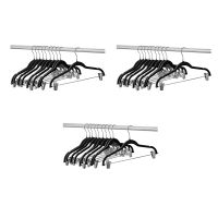 30 Pack Clothes Hangers with Clips Black Velvet Hangers Use for Skirt and Clothes Hanger Pants Hanger Ultra Thin No