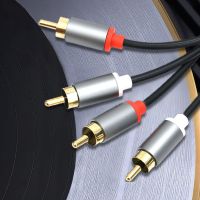 Kabel Audio Video กระตุกช่องรับสัญญาณเสียงสองแจ็คเสียบทรงหัวบัวสายเคเบิลตัวผู้-ตัวผู้2RCA ถึง2RCA ทนทานสายแอมพลิฟลายเออร์ไฮไฟสำหรับคอมพิวเตอร์/เครื่องเล่นดีวีดี/เครื่องฉายภาพ