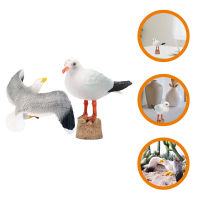 Jiogein 2 pcs Seagull Figurines Seagull รูปปั้น Seagull ประติมากรรมสวนนก Aniaml รูปปั้น