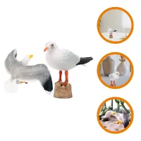 Funnmall 2 pcs Seagull Figurines Seagull รูปปั้น Seagull ประติมากรรมสวนนก Aniaml รูปปั้น