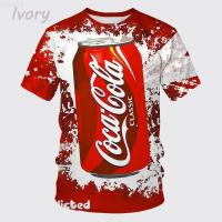 Coca-Cola Coke (สต็อกเพียงพอ) Cool Red Hiphop 3D Print Women Men Summer Shirt Casual short sleeve 14คุณภาพสูง size:S-5XL