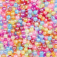 100pcs 6/8/10mm Acrylic Imitation Pearl Beads Random Mixed ColorAB Color with Hole Loose Bead Diy Handmade Jewelry Material