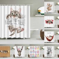 Baltan HOME LY1 Shower Curtain Polyester Waterproof Cat Cute Trendy Bathroom Curtain Digital Printing Animal Modern Hanging Curtain