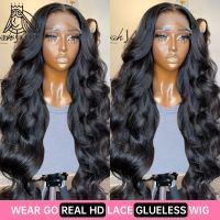 【jw】₪❉ 250 Density 13x6 Front Human Hair Wigs 5x5 To Wear Go Glueless Wig Frontal