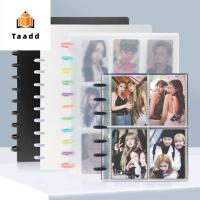 TAADD ที่เก็บบัตรที่คลุมพกพาได้สีทึบที่เก็บบัตรแฟ้มเก็บการ์ดใส่การ์ดเคป๊อปสไตล์เกาหลีหนังสือเก็บใส่ภาพถ่ายแบบหลวมๆลายอัลบั้มรูป