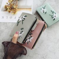 COD KKW MALL Women PU Leather Print Flower Fold Over Purses