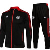 Top-quality 2021/22 MU Men Football Jacket Pants Tracksuit Black Long Sleeve MU Man City Soccer Training Wear Set Zip Male Sportswear