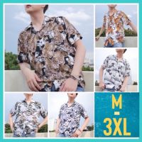 เสื้อฮาวาย เสื้อเชิ้ต ส่งJ&amp;T M-3XL ผ้าเรย่อนนิ่มลายใหม่ แขนสั้น เสื้อสงกรานต์ ลายญี่ปุ่น Pattaya Hawaiiz