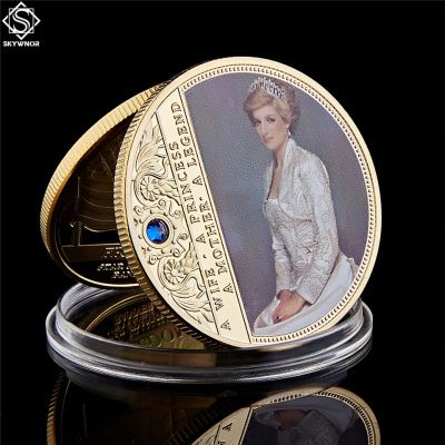 Collectible British Diana Princess Rose With Diamond Last Rose Professional Commemorative Token Coin