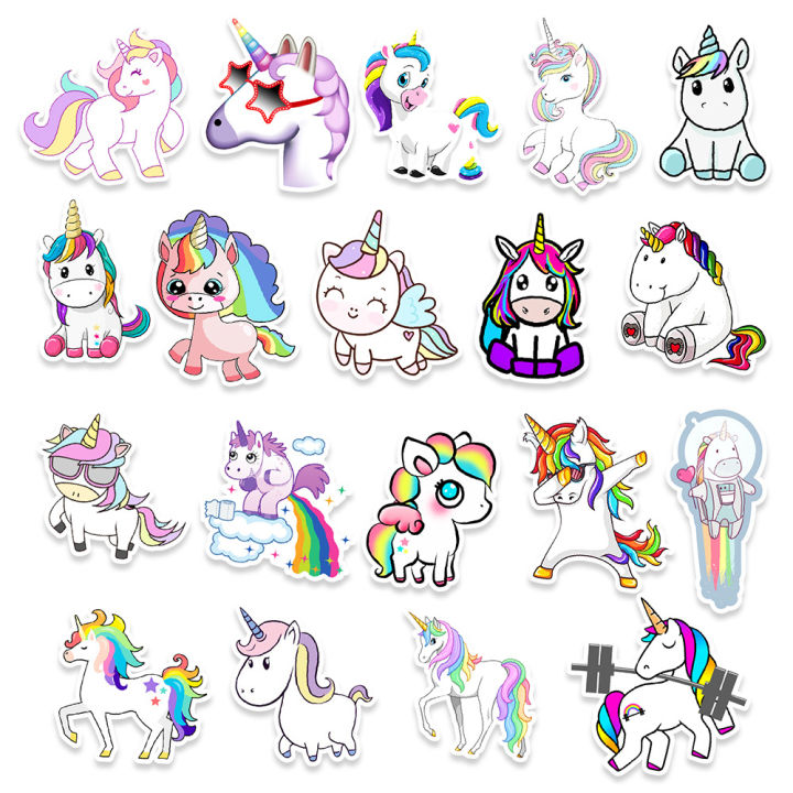 muya-100pcs-unicorn-stickers-cute-rainbow-stickers-waterproof-vinyl-stickers-for-laptop