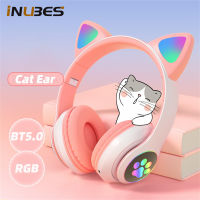 Flashing RGB LED Cute Cat Ears Headphones Bluetooth-compatible Wireless Headset Mic TF AUX Kid Girl Stereo Music Earbud Earphone