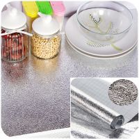 【cw】 Anti-oil Aluminum Foil Self-adhesive Stickers Mats Sliver Wallpaper for Drawer