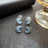 Dream Star Sea Blue Boon Earstuds Earbone Earstuds Without Earbone Clip ชนกลุ่มน้อยหญิงมีความประณีตต่างหูอเนกประสงค์ Hundi