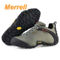 Merrellชั้นดาดฟ้ารองเท้ากลางแจ้งของผู้ชายรองเท้ารองเท้าตาข่ายระบายอากาศสีดำ