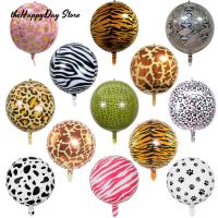 4/10Pcs 22inch 4D Round Animal Printed Leopard Zebra Tiger Giraffe Foil Balloons Jungle Safari Birthday Balloons Party Decor Balloons