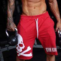 Summer  Mens Skull Printed Cotton Shorts Man Gyms Fitness K