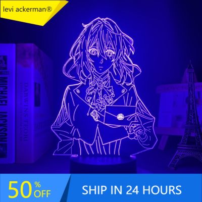 Acrylic Led Night Light Lamp Anime Violet Evergarden for Bedroom Decorative Room Nightlight Birthday Gift 3d Table Light Manga
