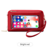 RFID Touchable Phone Pocket Women Shoulder Bags PU Leather Ladies Small Crossbody Bags Female Clutch Transparent Wrist Wallet