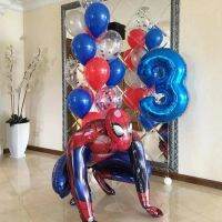 3D Big Marvel Spiderman บอลลูนจำนวนฟอยล์บอลลูนวันเกิดตกแต่งเด็กแสดงอุปกรณ์ตกแต่งเด็กของขวัญ Globos-m0pi