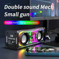 ♥คลังสินค้าพร้อม + Gratis Ongkir♥V8ลำโพงเมชาโปร่งใสเสียงคู่ไฟ RGB บลูทูธซับวูฟเฟอร์แบบพกพาได้ TWS เสียงเบสไร้สายกีฬากลางแจ้ง Suppy