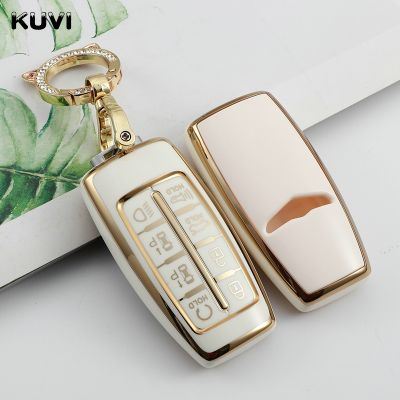 ✺◐ TPU Car Smart Key Case Cover Shell Fob For Hyundai Genesis G80 GV70 GV80 2020 2021 2022 8 Buttons Holder Protector Accessories